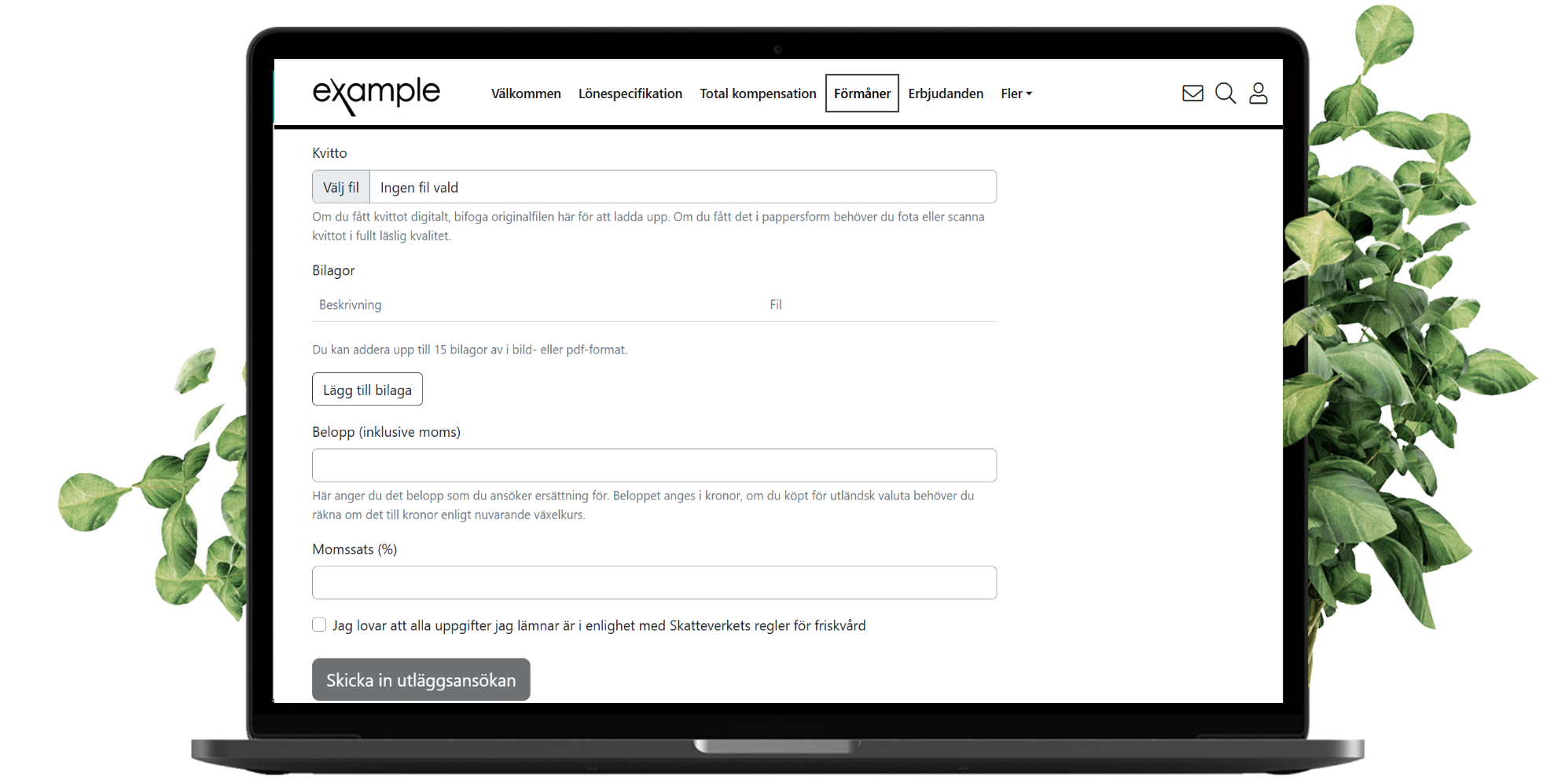 bild på dator med mybenefits vy för friskvård